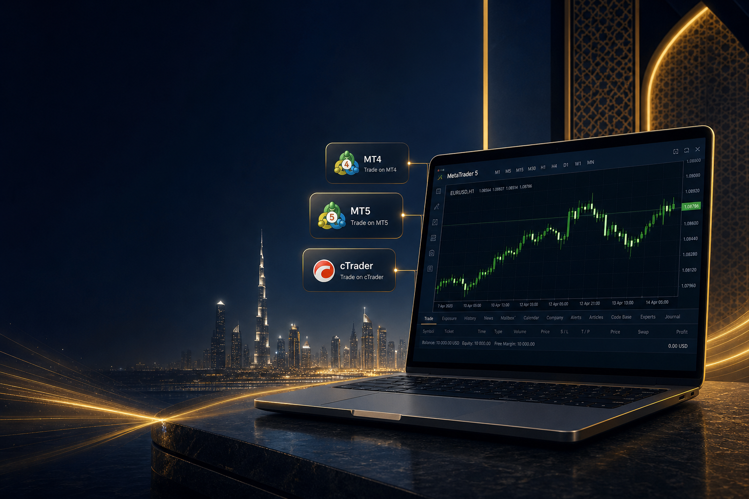 FxPro demo account on MT4, MT5 and cTrader with Dubai trading desk
